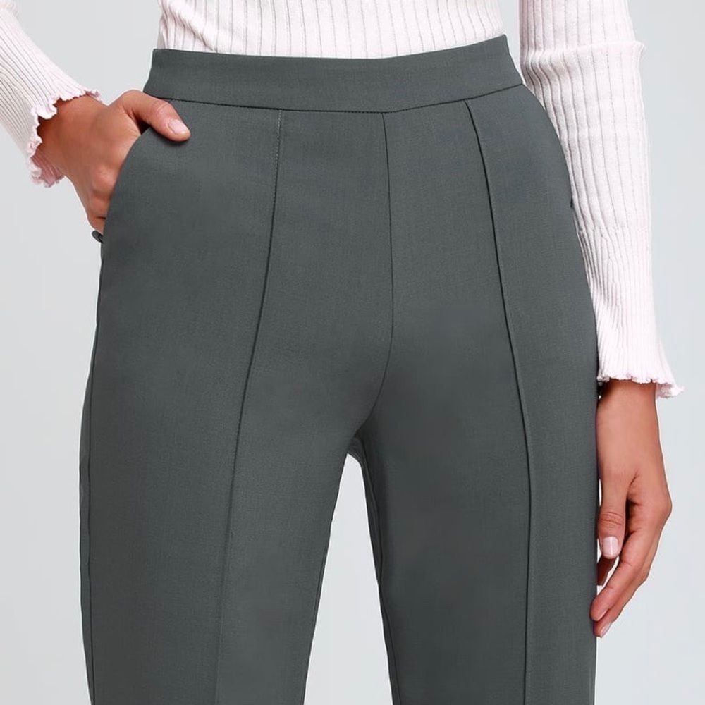 LULUS Slim Leg Ankle Pants | Charcoal Grey XS - Picture 3 of 5
